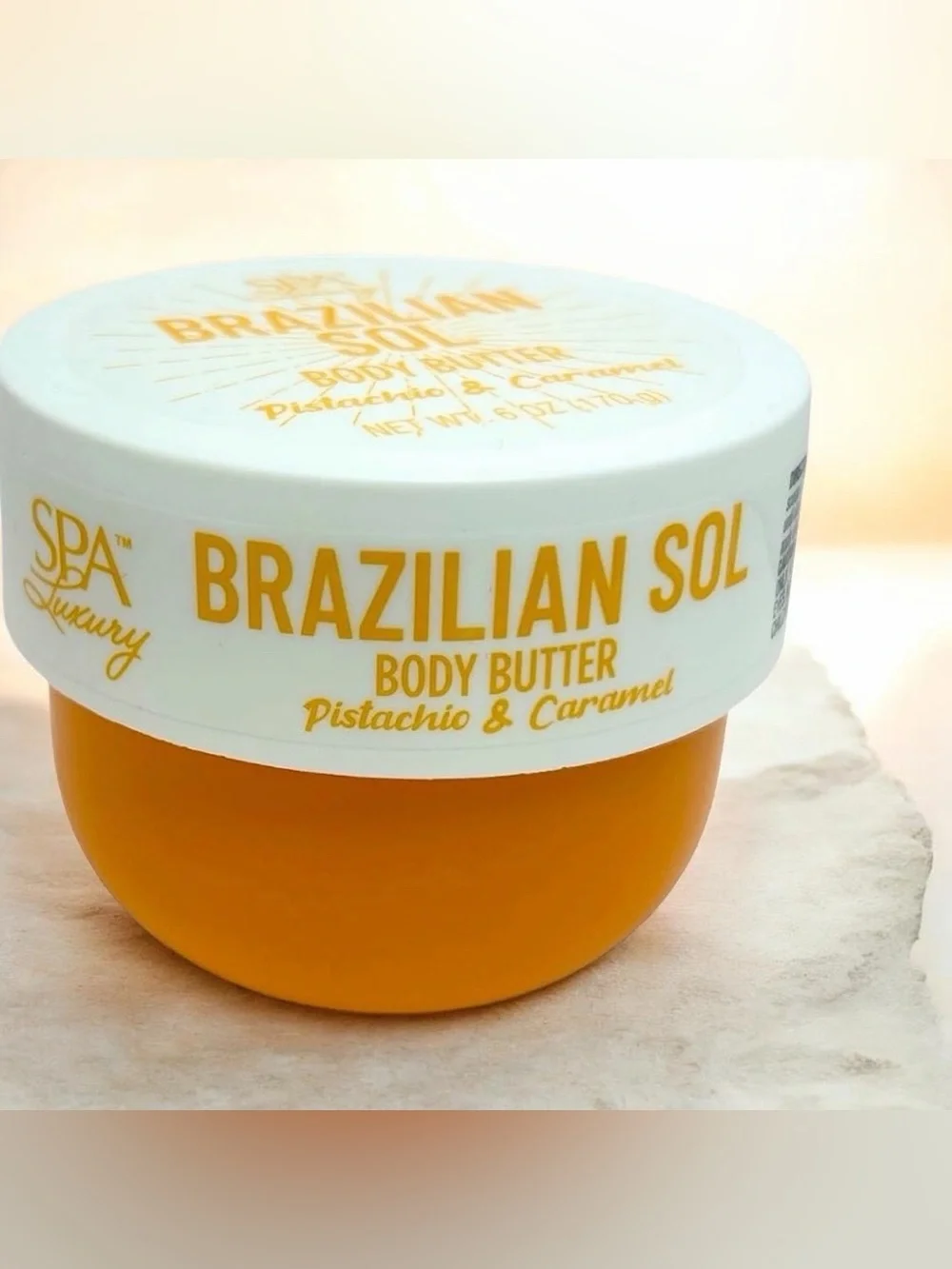 Brazilian Sol Pistachio & Caramel Body Butter — White & Orange